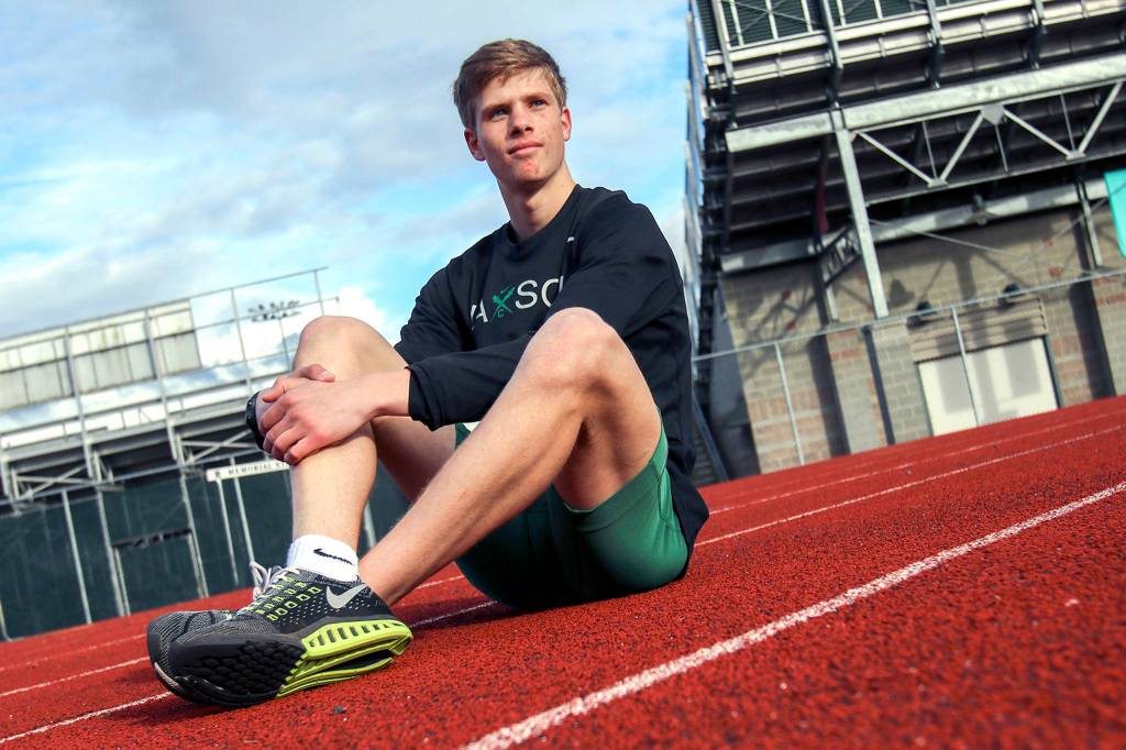 Henry M. Jackson High School&rsquo;s Matthew Watkins ran one of the fastest 3200M times ever at the Arcadia Invitational held April 7-8 in California. (Kevin Clark / The Herald)