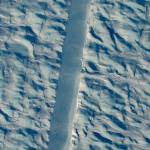 A preliminary image from NASA&rsquo;s Digital Mapping Service shows the new rift in Greenland&rsquo;s Petermann glacier. (Gary Hoffmann / NASA DMS)