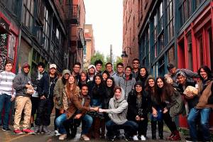 Cascade High School students from teacher Scott Loucks&rsquo; English class visited Canton Alley in Seattle&rsquo;s International District recently after reading &ldquo;Hotel on the Corner of Bitter and Sweet.&rdquo; Jamie Ford&rsquo;s novel is set in Seattle during World War II, when Japanese-Americans were sent to internment camps. (Everett School District photo)