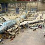 Assembly of the number one 747 (RA001) at Boeing Everett plant.