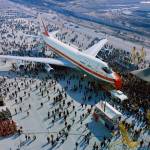 The first Boeing 747 &ldquo;Jumbo Jet&rdquo; rolled out of the plant in Everett on Sept. 30, 1968. Twice the size of the 707, it was designed to carry passengers and cargo. To assemble the giant plane, Boeing built the largest building by volume (291 million cubic feet) at Paine Field. (Photo courtesy The Boeing Co.)