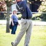 Everett&rsquo;s Andrew Martin watches his drive sail through the air during a tournament at Legion Memorial Golf Course in Everett on May 3. (Ian Terry / The Herald)