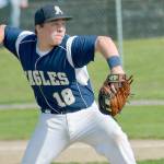 Arlington&rsquo;s Tristan Sheward delivers against Ferndale in a 3A District 1 elimination game on Tuesday in Arlington. Sheward pitched a complete game as the Eagles won 5-1 to clinch a state tournament berth. (Steve Powell/For the Herald)