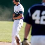 Edmonds-Woodway&rsquo;s Julian Kodama celebrates a double during a 3A state playoff game against Arlington on May 20, 2017, at Dream Field in Mount Vernon. (Ian Terry / The Herald)