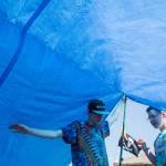Sirius J (left) and Olivia Caron-Noble hang out in their tent on the first of three days during the annual Sasquatch! Music Festival on Friday, May 26, 2017 in George, Wa. (Daniella Beccaria / For the Herald )