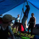 Festivalgoers dance on the hill near the main stage on the first of three days during the annual Sasquatch! Music Festival on Friday, May 26, 2017 in George, Wa. (Daniella Beccaria / For the Herald )