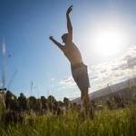 A festivalgoer dances on the hill near the main stage on the first of three days during the annual Sasquatch! Music Festival on Friday, May 26, 2017 in George, Wa. (Daniella Beccaria / For the Herald )