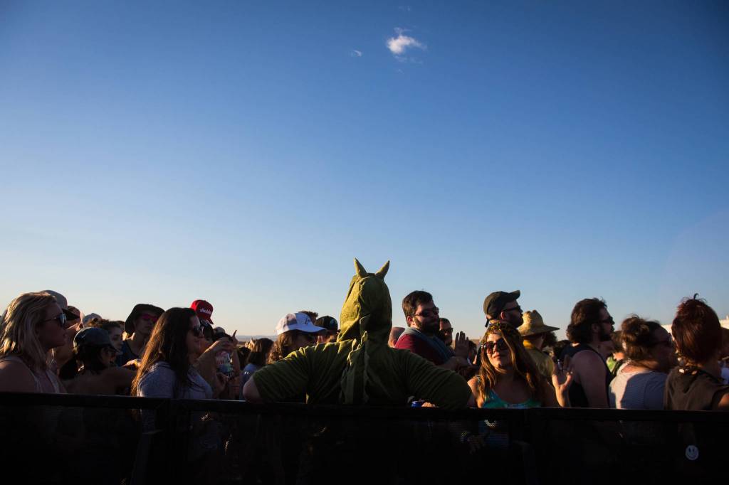 Festivalgoers in the crowd enjoy music on the first of three days during the annual Sasquatch! Music Festival on Friday, May 26, 2017 in George, Wa. (Daniella Beccaria / For the Herald )