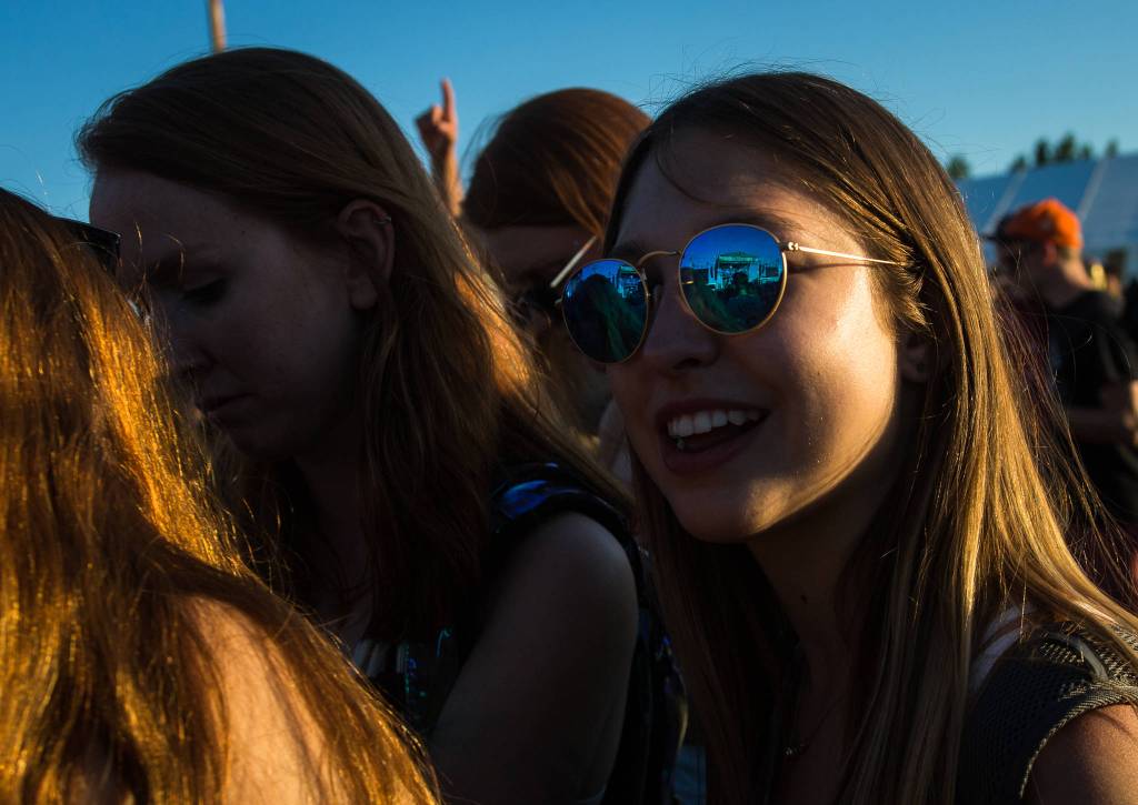 A festivalgoer enjoys the performance at the Bigfoot stage on the first of three days during the annual Sasquatch! Music Festival on Friday, May 26, 2017 in George, Wa. (Daniella Beccaria / For the Herald )