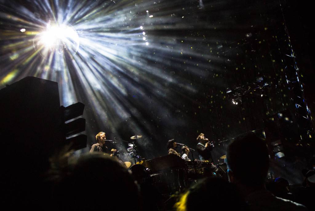 LCD Soundsystem performs at the main stage on the first of three days during the annual Sasquatch! Music Festival on Friday, May 26, 2017 in George, Wa. (Daniella Beccaria / For the Herald )