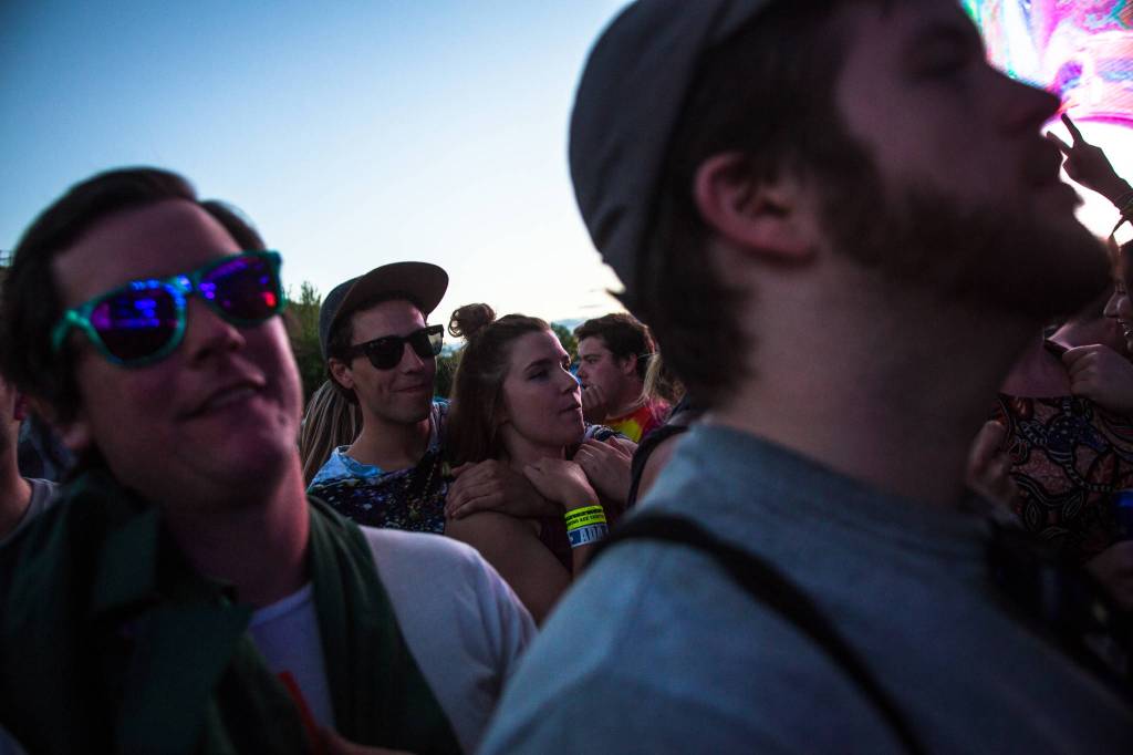 Festivalgoers in the crowd enjoy music on the first of three days during the annual Sasquatch! Music Festival on Friday, May 26, 2017 in George, Wa. (Daniella Beccaria / For the Herald )