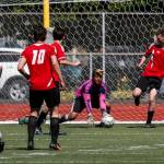 Snohomish goalkeeper Michael Herrera makes a save during a state 3A semifinal game against Gig Harbor on May 26, 2017, at Sparks Stadium in Puyallup. Snohomish beat Gig Harbor 4-3 to advance to the state championship game. (Ian Terry / The Herald)