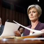 Former acting Attorney General Sally Yates (right) and former National Intelligence Director James Clapper prepare to testify on Capitol Hill in Washington on Monday before the Senate Judiciary subcommittee on Crime and Terrorism. (AP Photo/Carolyn Kaster)