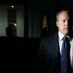 White House press secretary Sean Spicer walks from the West Wing of White House in Washington on Tuesday to speak to reporters after the firing of FBI Director James Comey. (AP Photo/Carolyn Kaster)