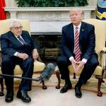 President Donald Trump meets with Dr. Henry Kissinger, former Secretary of State and national security advisor under President Richard Nixon, in the Oval Office of the White House on Wednesday. (AP Photo/Evan Vucci)