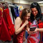 An emotional Mal Byron, 17, reacts with joy Thursday morning at Crossroads High School when she sees a picture of herself in a prom dress on teacher Tracy Orr&rsquo;s phone. (Dan Bates / The Herald)