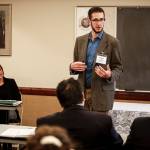Hil Kaman, Everett&rsquo;s director of Public Health and Safety Safety, gives a talk about local homelessness and opioid abuse with fellow speaker Julie Frauenholz, coordinator of the Everett Community Streets Initiative, to leaders within the Mormon community in Arlington on May 11. (Ian Terry / The Herald)