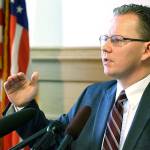 Chris Reykdal, Washington&rsquo;s superintendent of public instruction, talks to reporters on Wednesday in Olympia. (AP Photo/Ted S. Warren)