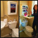 The Flip Frame looks like a picture frame on the wall, but its face folds out to offer hidden cabinet space.