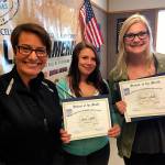 South Everett-Mukilteo Rotary President Cassie Franklin (from left) congratulates Sierra Heath and Gracie Smith, both ACES High School seniors, as Students of the Month. (Contributed photo)