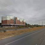 The six-story Hilton Garden Inn is being built next to I-5 in Lynnwood. The hotel is expected to open in summer 2018. (Image courtesy of City of Lynnwood)