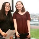 Jackson sophomore Heidi Kim (left) earned the Superintendent&rsquo;s Choice Award and Jackson senior Rebecca Strom earned the Visual Art Scholarship in the Everett School District&rsquo;s annual high school art contest. (Contributed photo)