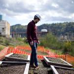 Gabe Ablin, 21, an Environmental Ethics & Policy major at the University of Portland, stands near a series of raised flower beds as part of a project that hopes to create a habitat for the monarch butterfly in Portland, Oregon. One year after first planting various milkweed seeds, Vigor intern Ablin was be one of more than 700 UP undergraduates collecting a diploma Saturday. (Beth Nakamura / The Oregonian)