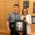 Congresswoman Suzan DelBene congratulates Nate McGaw from Glacier Peak High School on winning the 2017 Congressional Art Competition for Washington&rsquo;s First District. (Contributed photo)