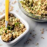 Sorghum salad made with cucumber, cilantro and cumin seed is perfect for a cookout or picnic. (Photo by Goran Kosanovic for The Washington Post)