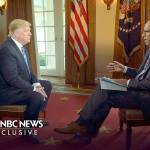 President Donald Trump (left) is interviewed by NBC&rsquo;s Lester Holt on Thursday. (Joe Gabriel/NBC News via AP)