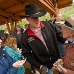 U.S. Interior Secretary Ryan Zinke thanks Heidi Redd during his visit to historic Dugout Ranch along Indian Creek near Monticello, Utah, which is operated by Redd under a conservation easement with the Nature Conservancy. Zinke&rsquo;s is touring two monuments in Utah this week as part of a review ordered by President Donald Trump of 27 monuments to determine if they were properly designated. (Francisco Kjolseth / The Salt Lake Tribune via AP)