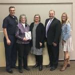 The Lynnwood Police recently honored their volunteers. Pictured from left are Chief Tom Davis, Lifetime Achievement recipient Elaine Solvang, Mayor Nicola Smith, Commander Wes Deppa, and Councilmember Shannon Sessions. (Contributed photo)