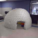Dutch Hill Elementary School students collected milk jugs for a lesson in recycling, but also had some fun creating an igloo with them. (Contributed photo)