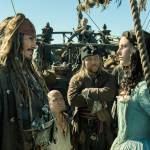 In this image released by Disney, Johnny Depp portrays Jack Sparrow and Kaya Scodelario portrays Carina Smyth in a scene from &ldquo;Pirates of the Caribbean: Dead Men Tell No Tales.&rdquo; (Peter Mountain/Disney via AP)