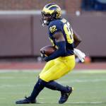 Michigan wide receiver Amara Darboh runs after a catch during the second half of a game against Illinois on Oct. 22, 2016 in Ann Arbor, Mich. (AP Photo/Carlos Osorio)