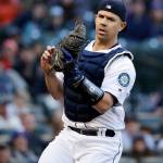 Mariners catcher Tuffy Gosewisch in action during a game against the Rangers on May 6, 2017, in Seattle. (AP Photo/Elaine Thompson)