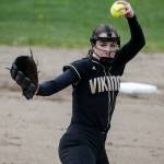 Lake Stevens pitcher Sara Johnson delivers a pitch during a game against Jackson at Jackson High School in Mill Creek on Tuesday, May 2. (Ian Terry / The Herald)