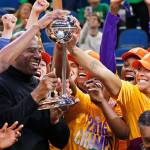 The Los Angeles Sparks celebrate their 2016 WNBA championship in October. The Sparks open the 2017 season as the No. 1-ranked team in the The Associated Press WNBA poll. (AP Photo/Jim Mone)
