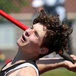Mountlake Terrace&rsquo;s Brandon Bach throws the javelin during the state track and field championships on May 26, 2017, at Mount Tahoma High School in Tacoma. Bach took first place with 187 feet, 10 inches. (Kevin Clark / The Herald)