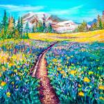 &ldquo;Summertime at Rainier&rdquo; is one of Kimberly Adams&rsquo; finger oil paintings displayed through June 12 at Cole Gallery in Edmonds.