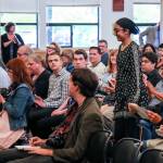 Inder Deol makes her way to the stage to receive her scholarship Wednesday at Marysville Arts & Technology High School. (Kevin Clark / The Herald)