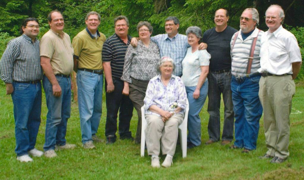 The family gathered for Diana Bushnell&rsquo;s 80th birthday in 2015. Daniel Bushnell, of Lake Stevens, is in the center, behind his mom, with his arms around two sisters.