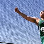 Edmonds-Woodway&rsquo;s Vernice Keyes throws in the discus competition during the state track and field championships on May 25, 2017, at Mount Tahoma High School. (Kevin Clark / The Herald)