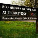 The Bob Heirman Wildlife Park entrance, with picnic tables at the parking lot above the wildlife preserve, is located at 14913 Connelly Road in Snohomish. (Dan Bates / The Herald)