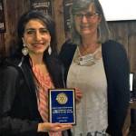 Everett Port Gardner Rotary Club President Marge Jubie Fairweather (right) presents the Everett Community College Student of the Month award to Eva Helo. (Contributed photo)