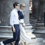President Donald Trump&rsquo;s daughter, Ivanka Trump, holds hands with her husband, White House senior advisor Jared Kushner, in Rome on Wednesday. (Massimo Percossi / ANSA)