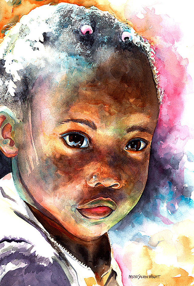 &ldquo;I am Praise Makasi&rdquo; is a watercolor painting Wight did from a photograph taken by a friend.