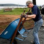 Rotary volunteers build Legion park paths for disabled