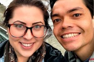 Everett native Alexis Arrabito and her partner, Ian Plagmann, in London on March 21, the day before a terrorist attack in the vicinity of the Palace of Westminster. In the background is the Palace of Westminster, which houses the British Parliament. (Courtesy of Alexis Arrabito)