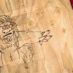A sasqautch drawing on wood spotted in the campgrounds during day three of the annual Sasquatch! Music Festival on Sunday, May 28, 2017 in George, Wa. (Daniella Beccaria / For the Herald )